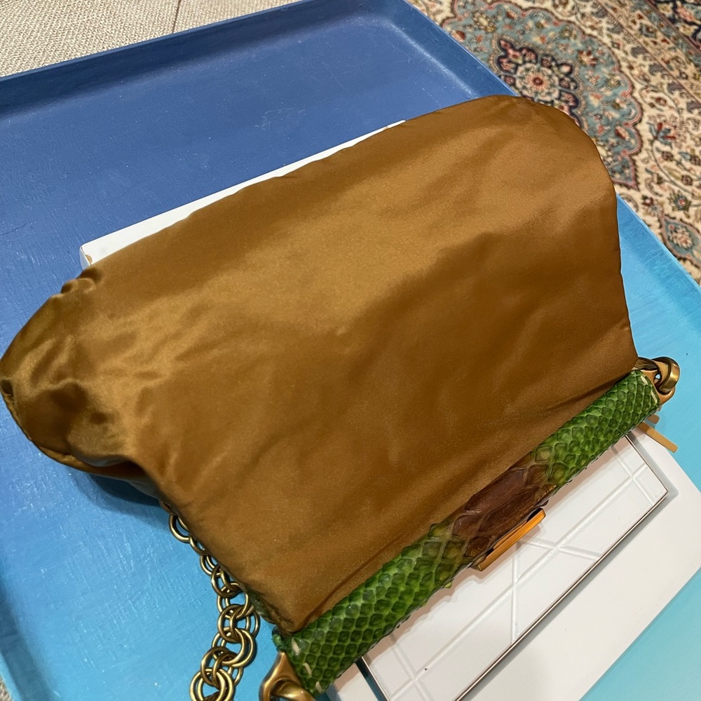 Prada Exotic Green & Brown Python Microfiber Bag - Picture 12 of 16